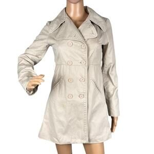 Papaya Women's Canvas Trench Coat Double Breasted Khaki Size S Fall Winter